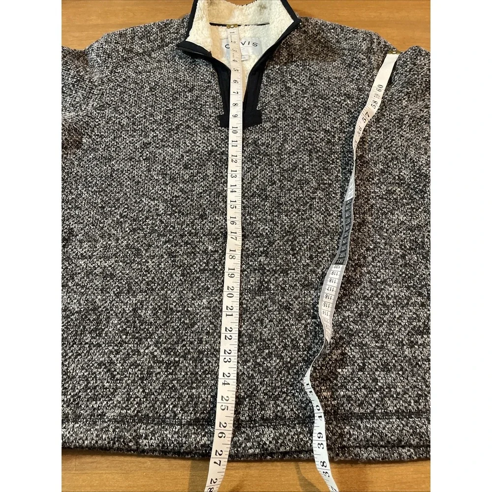 Orvis Quarter Zip Sherpa Lined Sweater Men M Gray Long Sleeves Outdoors